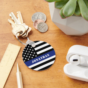 Porte-clés Officier De Police De Ligne Bleue Mince Départemen