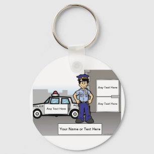 Porte-clés Officier de police personnalisé - Dessin masculin