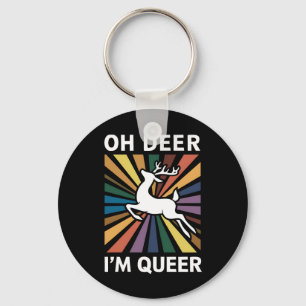 Porte-clés Oh Cerf Je Suis Trans Rainbow LGBT Fierté Gay Lesb