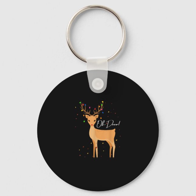 Porte-clés Oh Deer Christmas Light Pajama Cute ReindeKeychain (Recto)