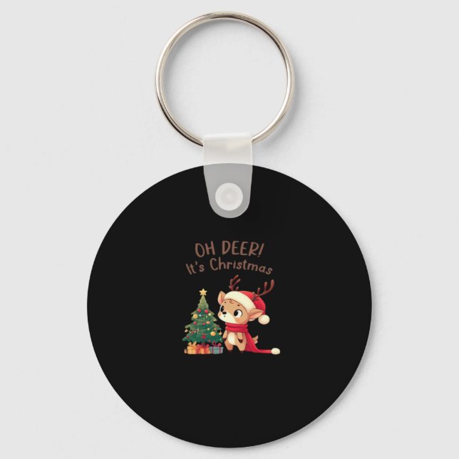 Porte-clés Oh Deer Its Christmas Modern Aesthetic StyKeychain (Recto)