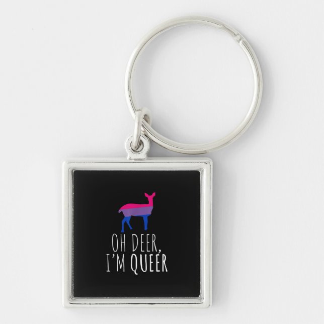 Porte-clés Oh Deer Queer Bisexual Pride Gay Lesbian Design  (Devant)