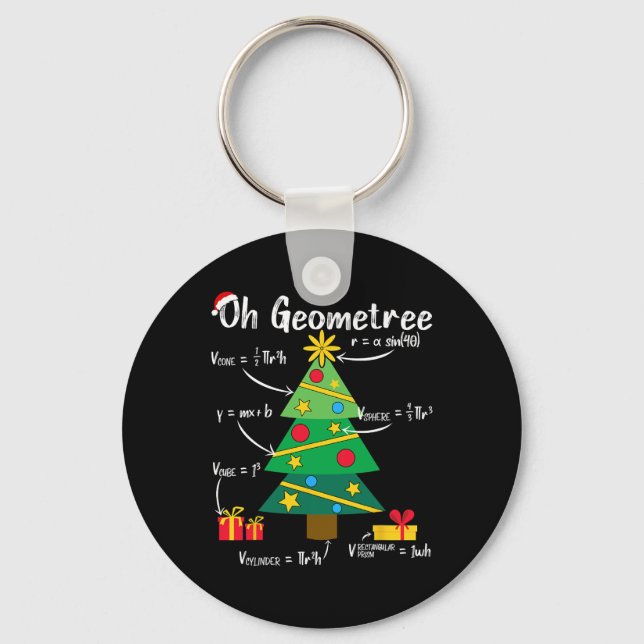 Porte-clés Oh geometree fun noël arbre géométrie mathématique (Recto)