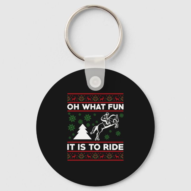 Porte-clés Oh Quelle Joie De Monter Un Cheval UGLY Noël (Recto)