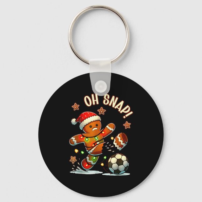 Porte-clés Oh Snap Gingerbread Soccer Xmas Light Holiday  (Recto)