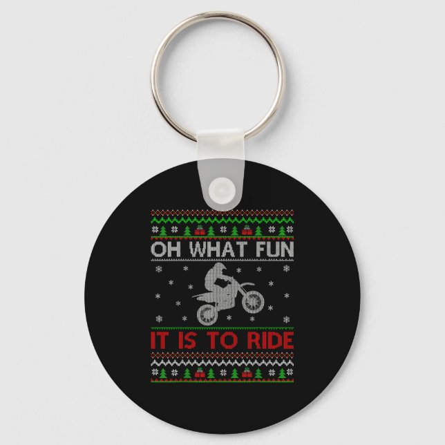 Porte-clés Oh What Fun It Is To Ride Xmas Ugly Motocross Chri (Recto)
