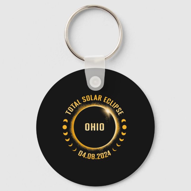 Porte-clés Ohio 2024 Total Éclipse Solaire (Recto)