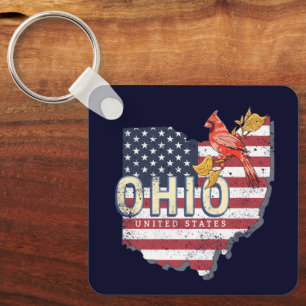 Porte-clés Ohio State United States Retro Map Vintage USA