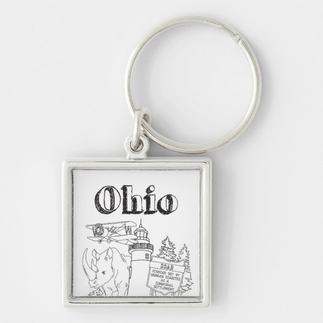 Porte-clés Ohio Vacances Dessin Vacances Art Voyage Desig (Devant)