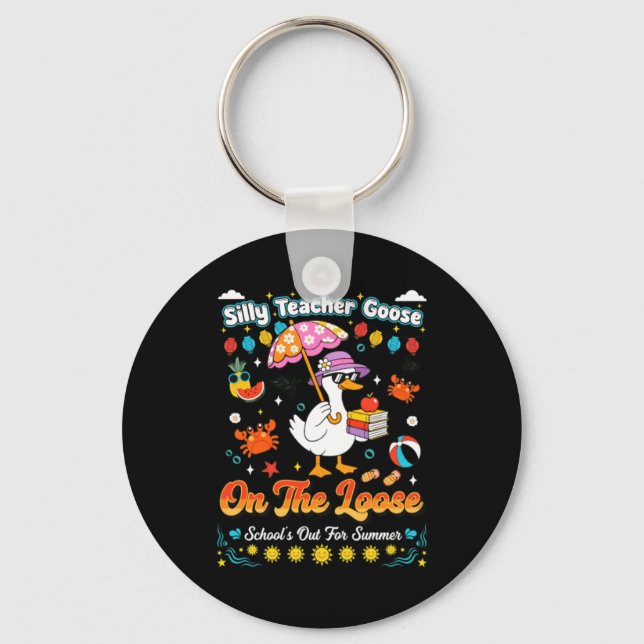 Porte-clés Oie d'enseignant idiot en liberté Design d'été (Recto)
