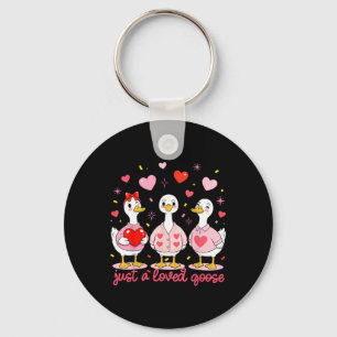 Porte-clés Oies de la Saint-Valentin juste une oie aimée drôl