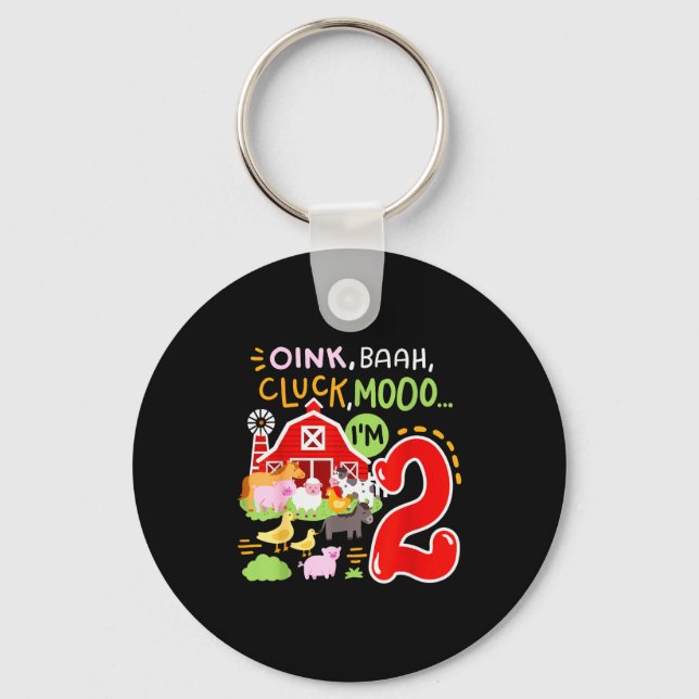 Porte-clés Oink Baa Moo I'm 2 Farm Animals 2nd Birthday Two Y (Recto)