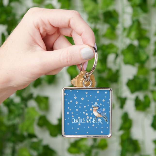 Porte-clés Oiseau bleu céruléen (main)