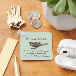 Porte-clés Oiseau de Bruant Câbler Vos Cares Bible Verse Vert