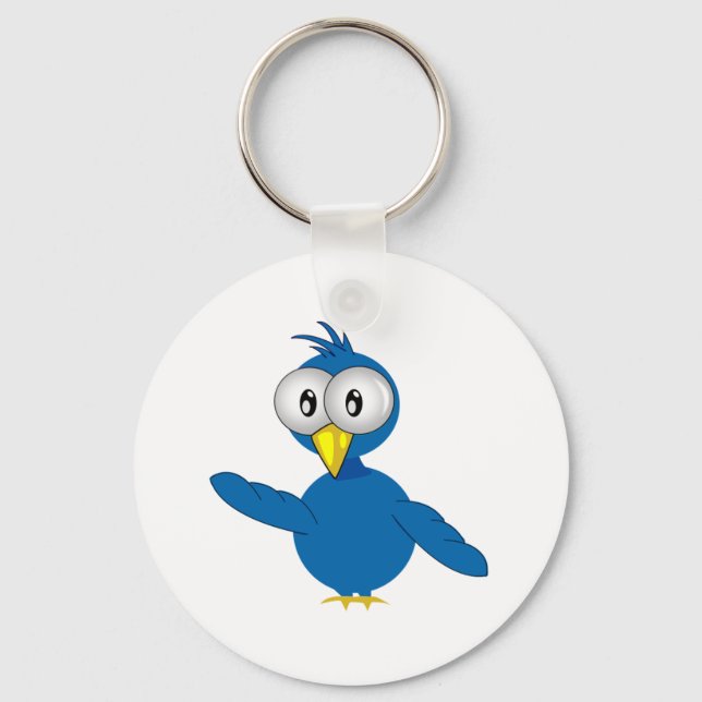 Porte-clés Oiseau de caricature bleu géant (Recto)