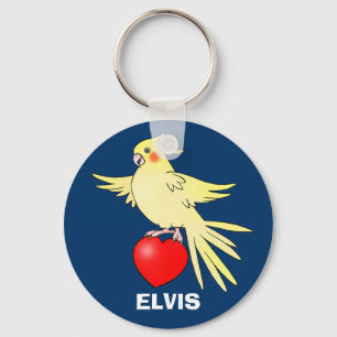 Porte-clés Oiseau de Cockatiel sur le porte - clé de coeur