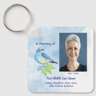 Porte-clés Oiseau de jardin bleu Mémoire souvenir