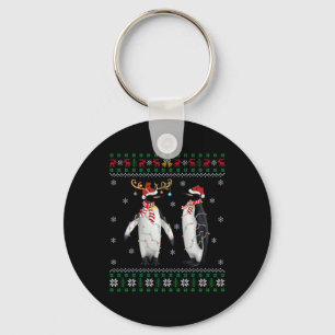 Porte-clés Oiseau de Noël laid Lumières de Santa Hat Penguin 
