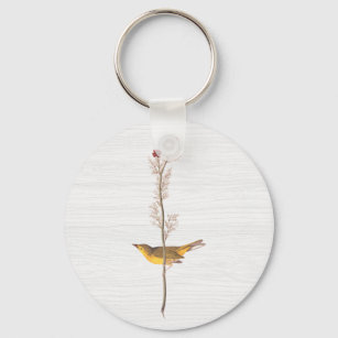 Porte-clés Oiseau de Paruline à capuchon Audubon sur Fleur ro