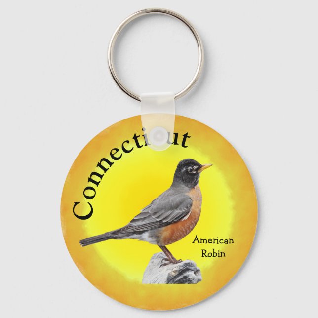Porte-clés Oiseau d'État du Connecticut (Recto)