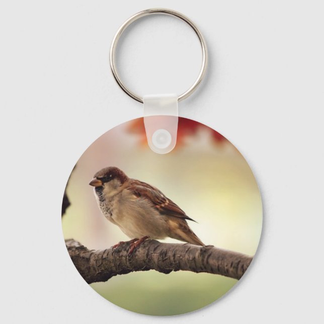 Porte-clés Oiseau du Bruant dans l'arbre (Recto)