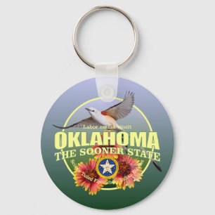 Porte-clés Oiseau et fleur d'état de l'Oklahoma
