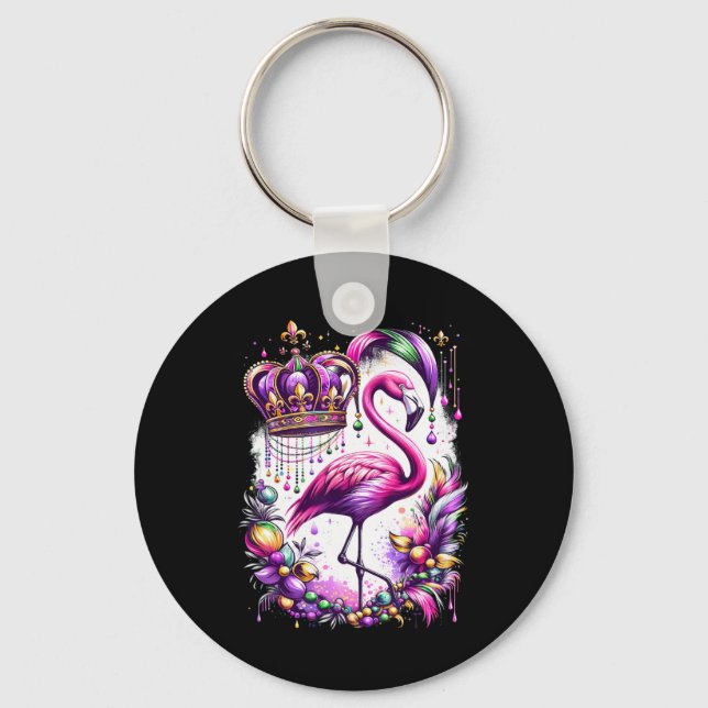 Porte-clés Oiseau flamant rose mignon carnaval Mardi Gras  (Recto)