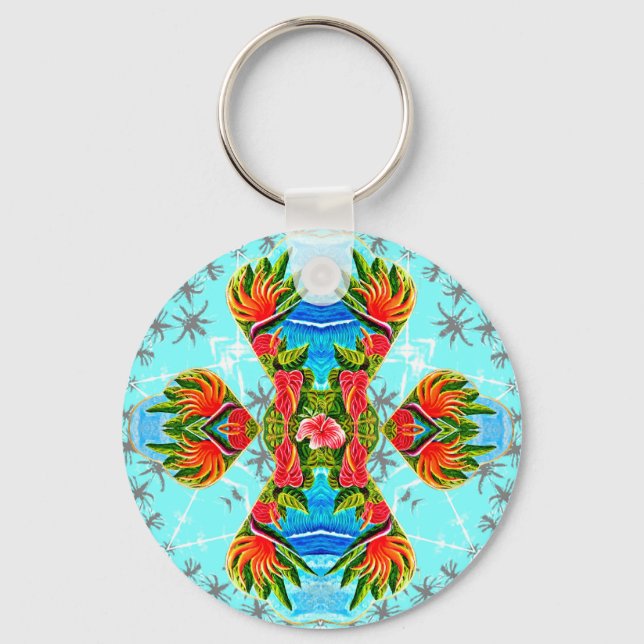 Porte-clés Oiseau hawaïen de Paradise Cross (bleu) (Recto)