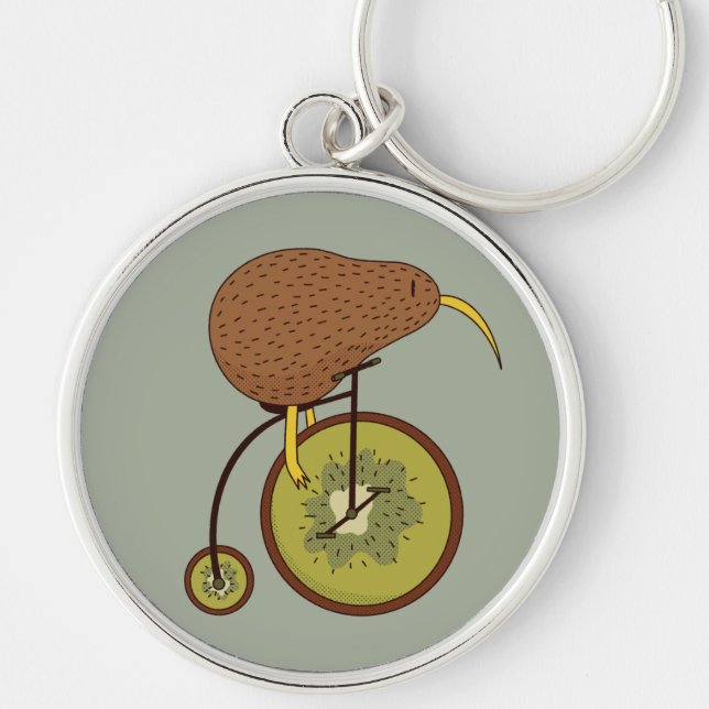 Porte-clés Oiseau Kiwi Cool sur Design de Fruit de Kiwi (Devant)