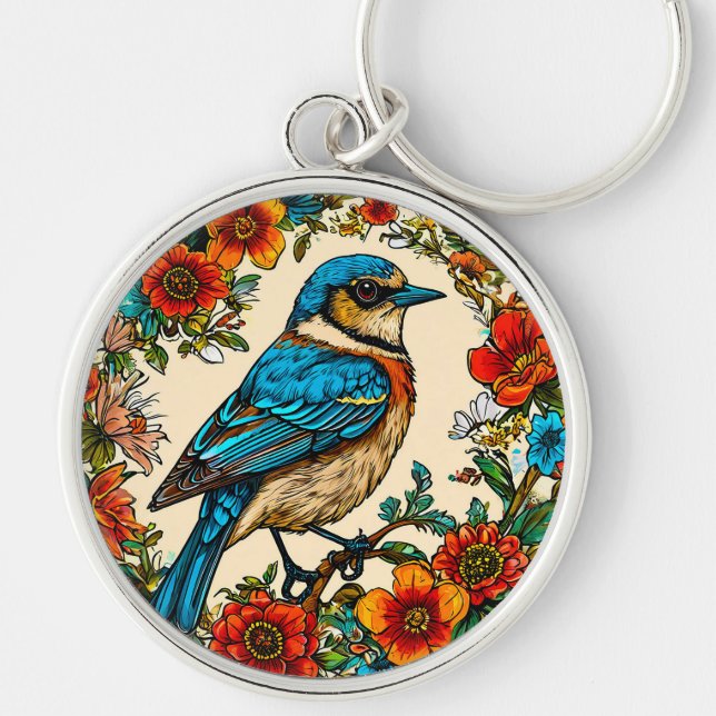 Porte-clés Oiseau magnifiquement illustré (Devant)