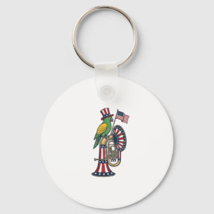 Porte-clés Oiseau patriotique gravure vintage musique chemise