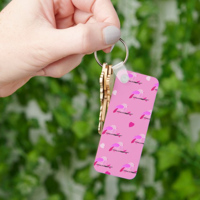 Porte-clés oiseau rose féminin (main)