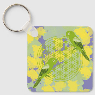 Porte-clés oiseau,totem animal,zen,chakra,fleur de vie,fleur