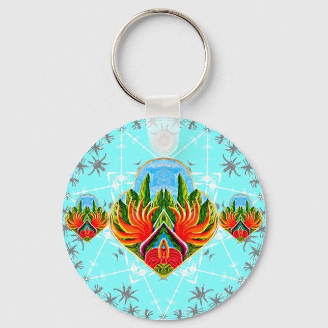 Porte-clés Oiseaux de paradis hawaïens (bleu) (Recto)