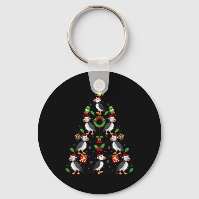 Porte-clés Oiseaux de Puffin Xmas Éclairage Arbre de Puffin N (Recto)