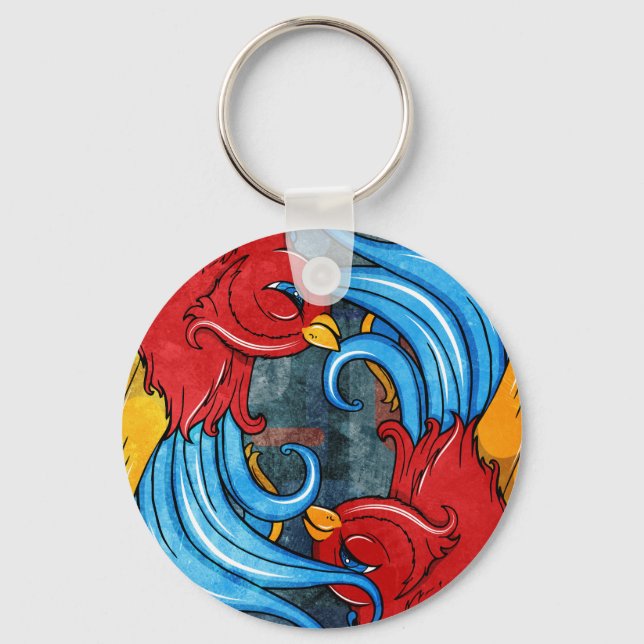 Porte-clés Oiseaux de tatouage (Recto)