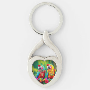 Porte-clés Oiseaux Macaw Colorés Sur La Branche-67859