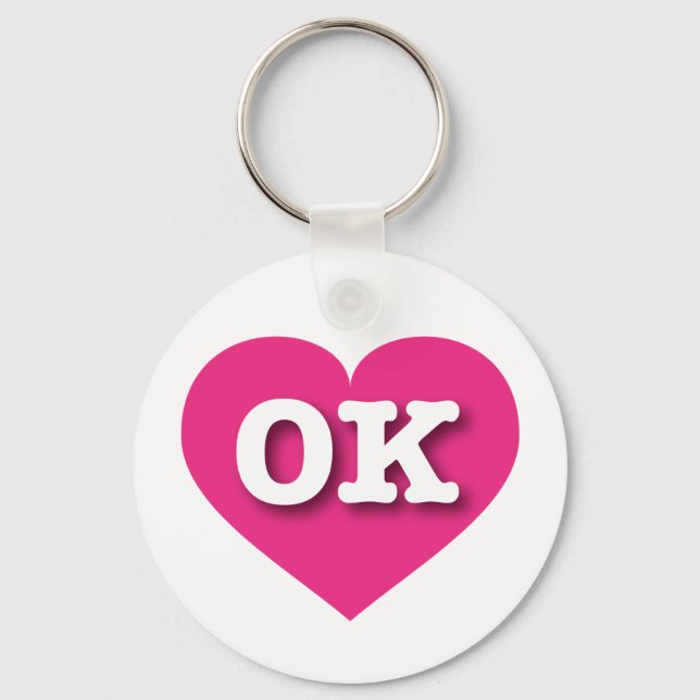 Porte-clés Oklahoma Hot Pink Heart - I love OK (Recto)