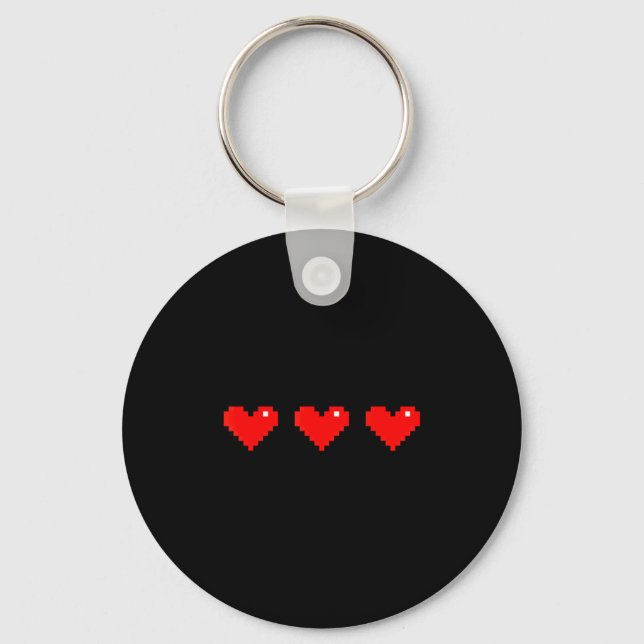 Porte-clés Old 8 Bit Heart Arcade Retro Xel Gamer Valentine's (Recto)