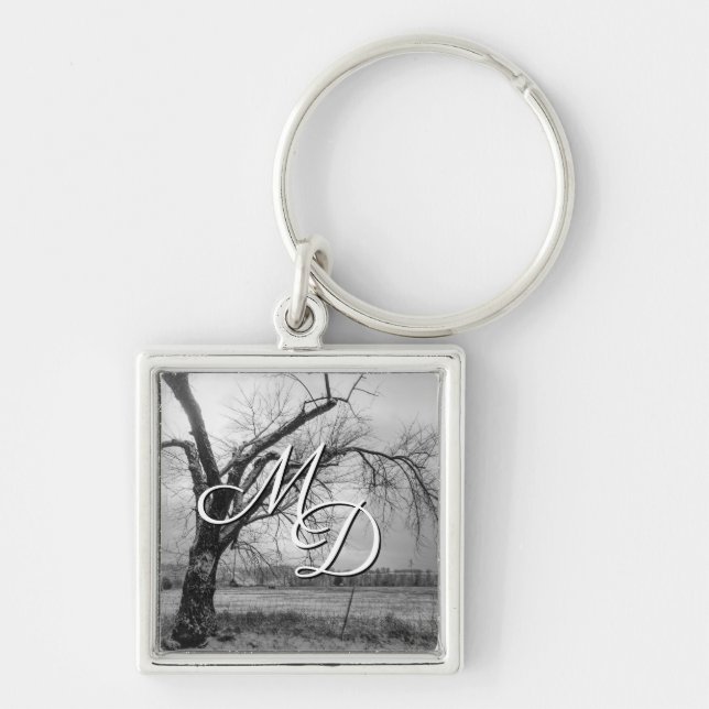 Porte-clés Old Winter Tree Gris Porte - clé (Devant)