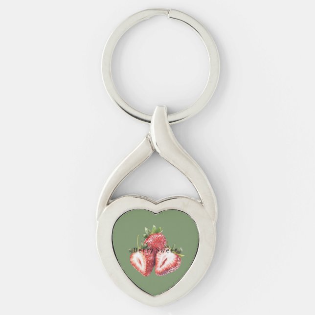 Porte-clés Olive Green Strawberries Berry Sweet   (Devant)