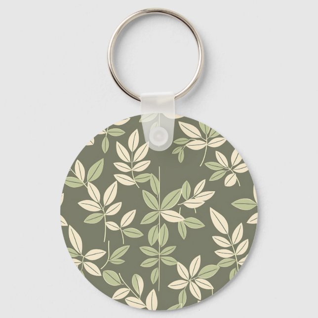 Porte-clés Olive Sage Botanical Leaves Pattern  (Recto)