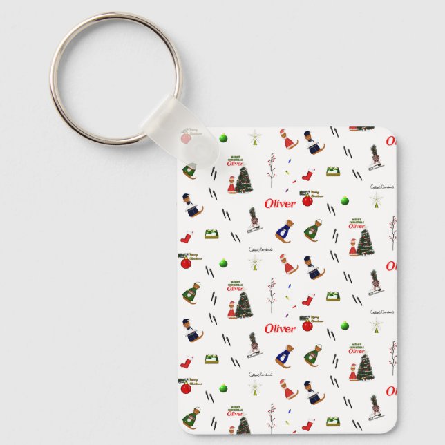 Porte-clés Oliver Le Motif aléatoire de Noël Otter (Recto)