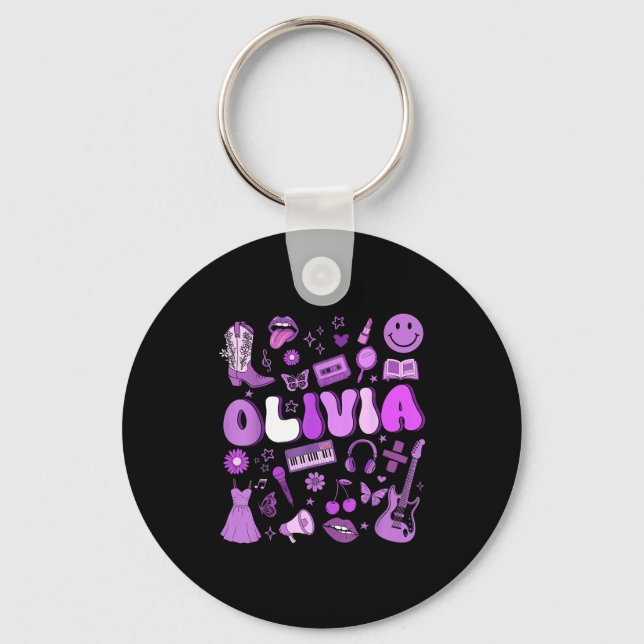 Porte-clés Olivia First Name I Love Olivia Groovy 80's Girls  (Recto)