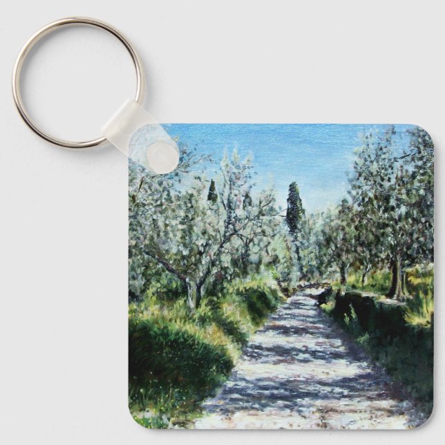 PORTE-CLÉS OLIVIERS DANS LE PAYSAGE TOSCANE (Recto)