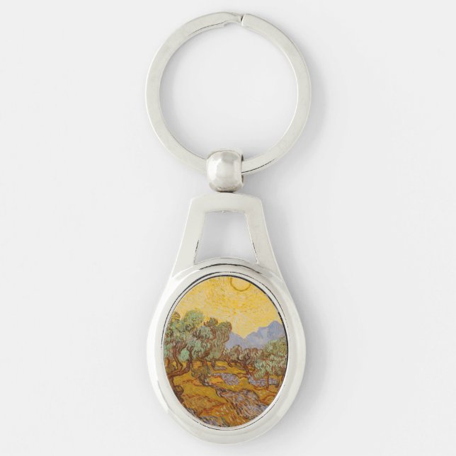 Porte-clés Oliviers de Van Gogh Ciel Soleil Jaune (Devant)