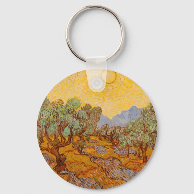 Porte-clés Oliviers de Van Gogh Ciel Soleil Jaune (Recto)