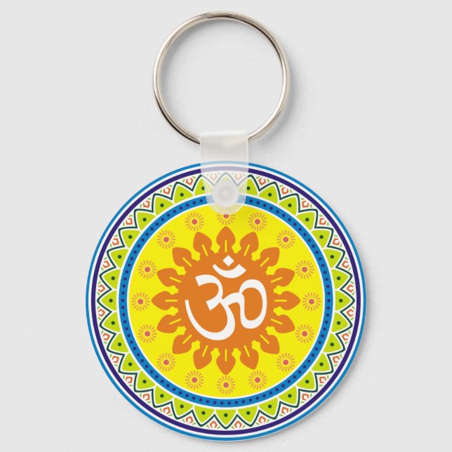 Porte-clés Om avec Mandana de style indien traditionnel (Recto)