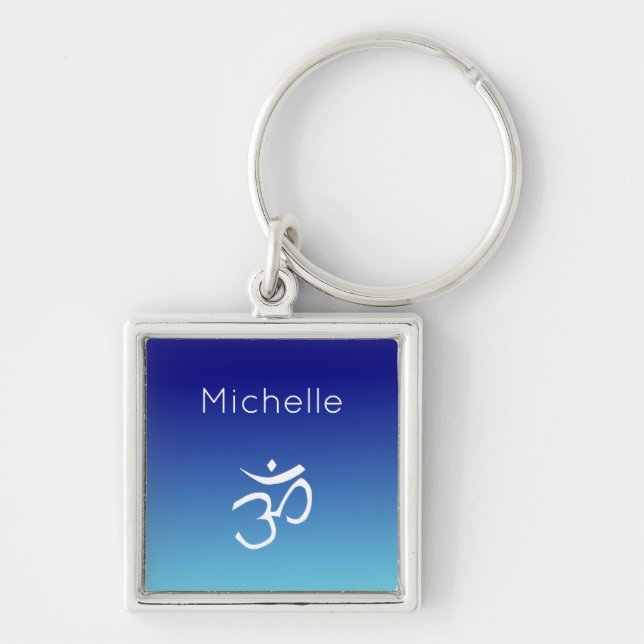 Porte-clés Om Symbol Monogram Blue and Teal (Devant)