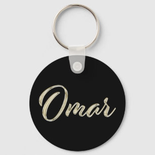 Porte-clés Omar Name whitegold Button Schlüsselanhänger